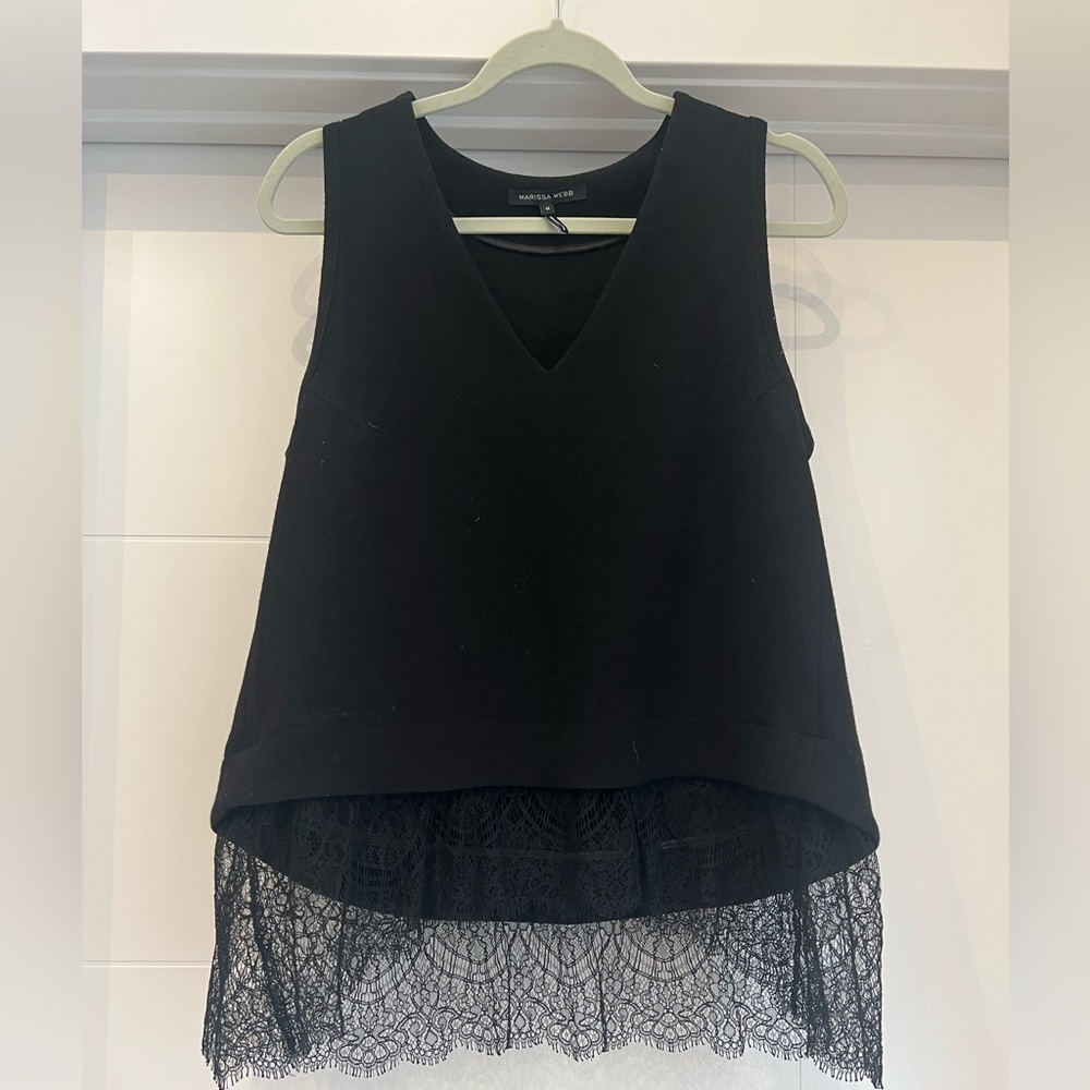 Marissa Webb Virgin Wool V-Neck Top | Medium